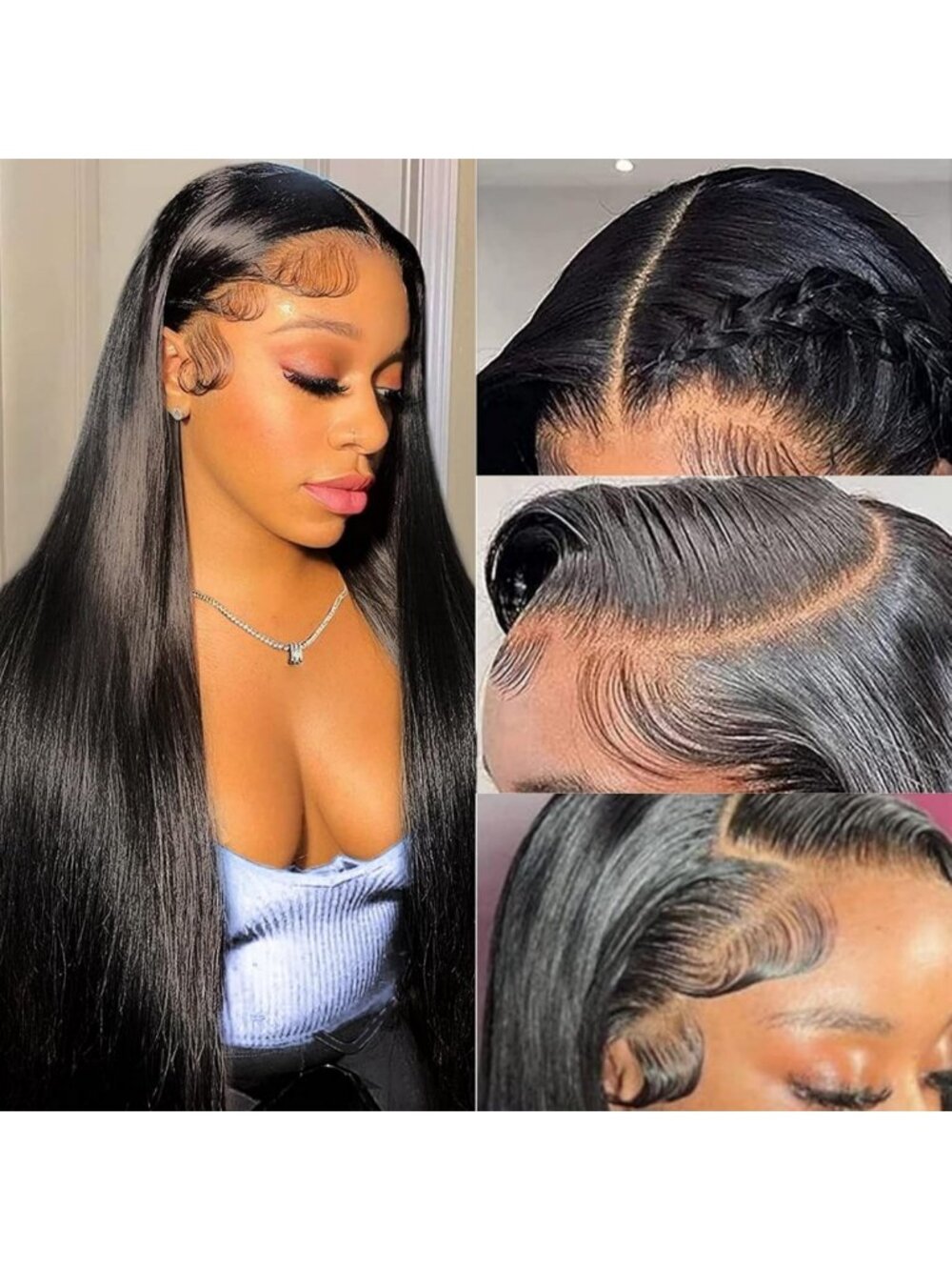 TTSMINS 13x6 Lace Front Wigs Human Hair 180 Density 28 Inch Straight Wig